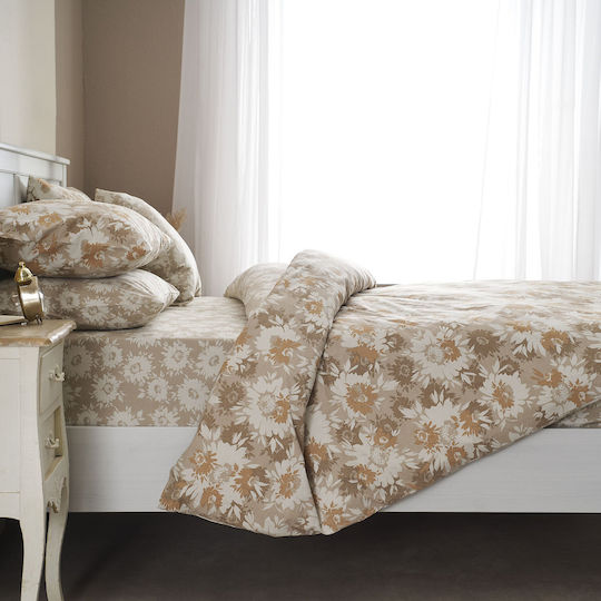 Charalambidis Textiles Chrysanthemum Pillowcase Set Beige 52x72cm.