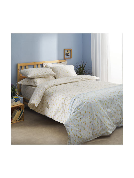 Charalambidis Textiles Ρετρό Σετ Μαξιλαροθήκες Γαλάζιο 52x72εκ.