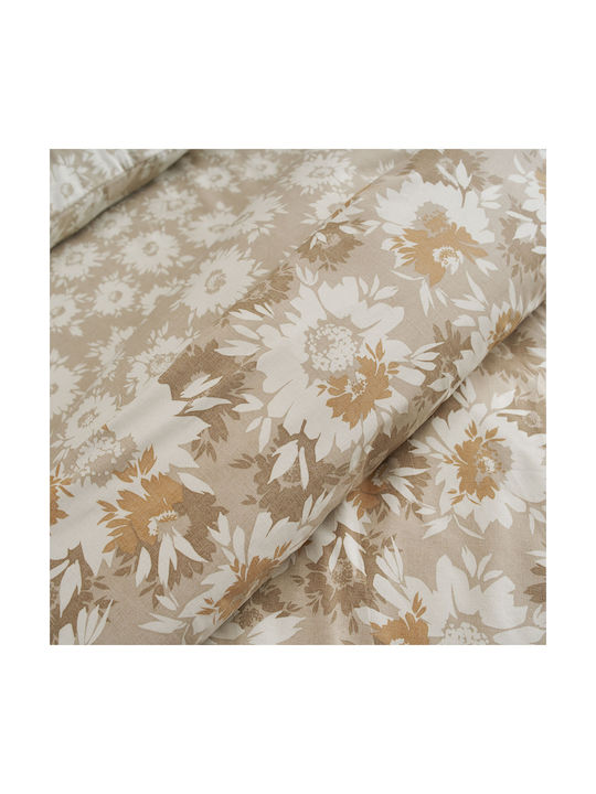 Charalambidis Textiles Χρυσάνθεμο Σετ Μαξιλαροθήκες Μπεζ 52x72εκ.