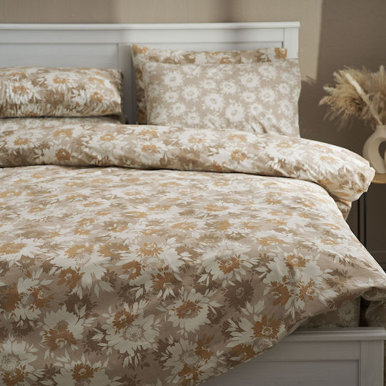 Charalambidis Textiles Chrysanthemum Pillowcase Set Beige 52x72cm.