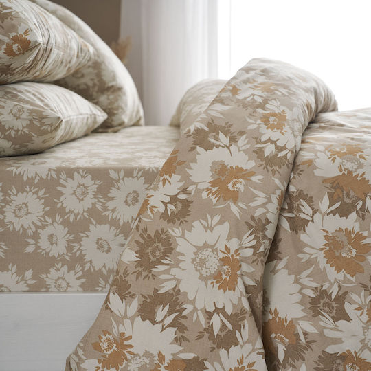 Charalambidis Textiles Chrysanthemum Pillowcase Set Beige 52x72cm.