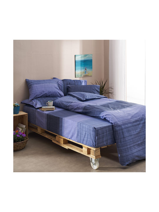 Charalambidis Textiles Σαντορινη Σετ Μαξιλαροθήκες Μπλε 52x72εκ.