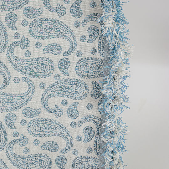 My Home Luxury Armchair Throw 180x200cm Ecru With Blue Pattern T2bl 180 T2BL 180