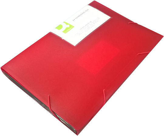 Foldable Briefcase Q-connect A4 12 Compartments Red Transparent