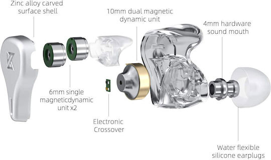 KZ In-ear headphones In Ear DQ6 Gray