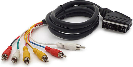 Eurolamp Cable Scart male - Component male / Composite male 1.5m Black 147-10114
