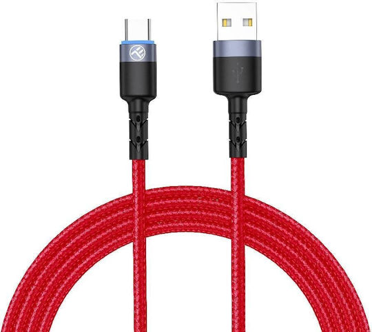 Tellur Кабел за данни USB към Type-C с LED светлина 3A 1.2m червен