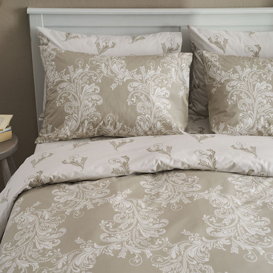 Charalambidis Textiles Δαντέλα Σετ Μαξιλαροθήκες Oxford Μπεζ 50x70εκ.