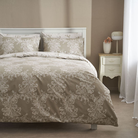 Charalambidis Textiles Δαντέλα Σετ Μαξιλαροθήκες Oxford Μπεζ 50x70εκ.