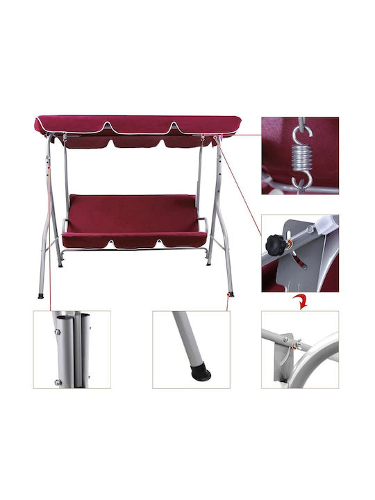Leagăn cu Bază 3 Locuri Metal L300xW110xH153cm Roșu Leagăn cu Bază 3 Locuri Metal L300xW110xH153cm Roșu