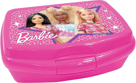 Barbie Πλαστικό Παιδικό Δοχείο Φαγητού Barbie 0.6lt Ροζ 16.5 x 12.5 x 6εκ.