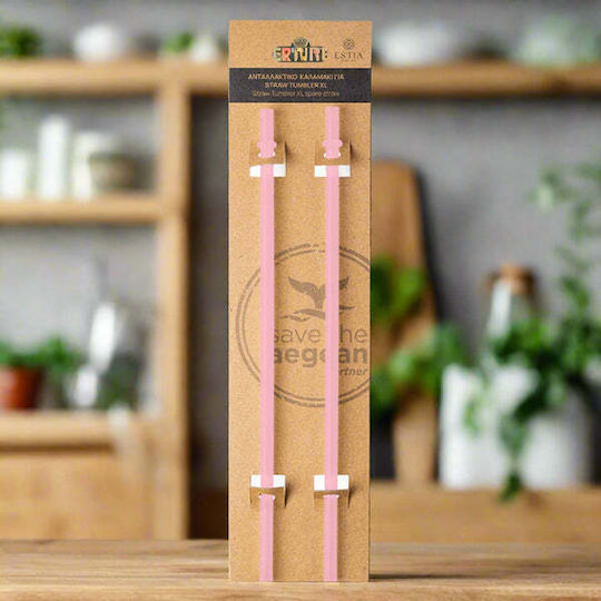 Estia Straw Tumbler XL Straw for Thermos 1200ml made of Plastic Blossom Rose 2τμχ Pink