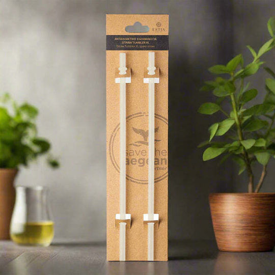 Estia Straw Tumbler XL Straw for Thermos 900ml made of Plastic Lily White 2τμχ White