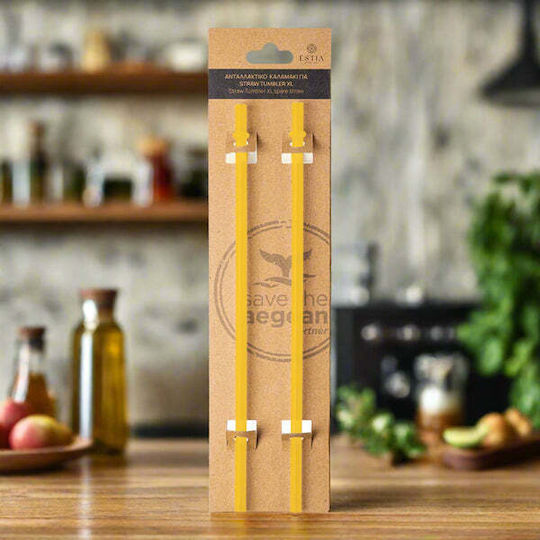 Estia Straw Tumbler XL Strohhalm für Thermos 900ml aus Kunststoff Beerenhell 2τμχ Gelb