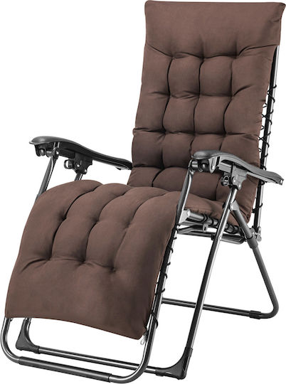 Bakaji Lounger-Armchair Beach with Recline Multiple Slots Brown