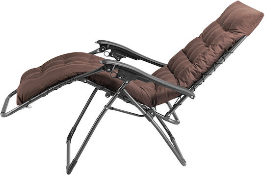 Bakaji Lounger-Armchair Beach with Recline Multiple Slots Brown