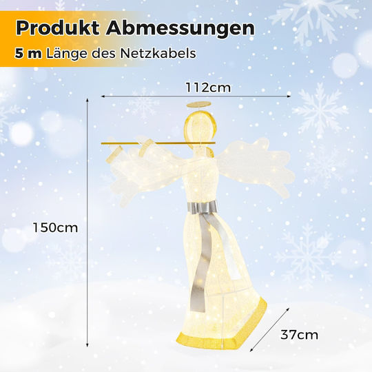 Costway Costway Illuminated Christmas Angel 100 LED Lights 3D Decorative Angel Figure Cm24919de