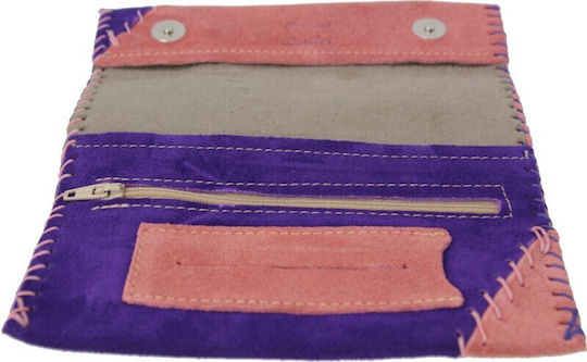 PO.S Lederne Tabaktasche Rosa mit Verschluss 16.5x8cm