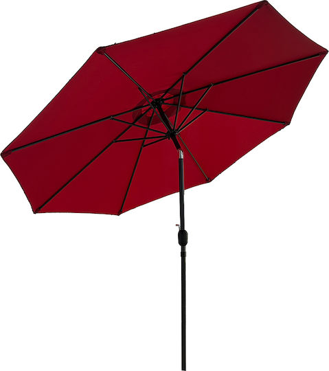 Circular Garden Umbrella Burgundy Metal Frame Diameter 2.7m