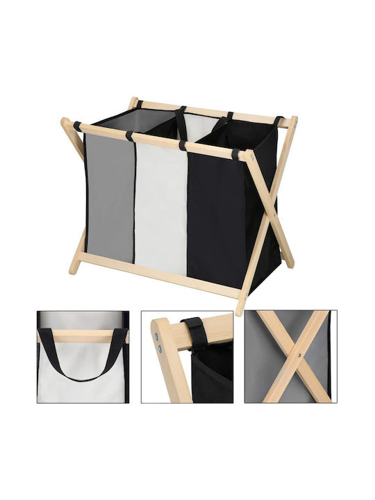 Coș De Rufe Din Lemn Pliabil 105lt 67x43x55cm Negru