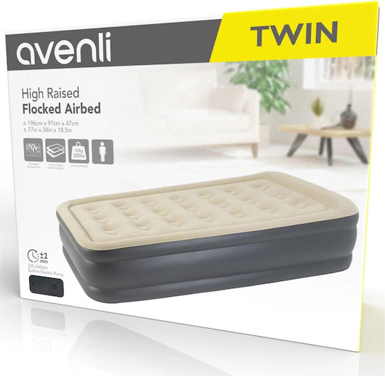 Avenli Inflatable Single Air Mattress with Integrated Electric Pump Jilong High 196x97x47cm
