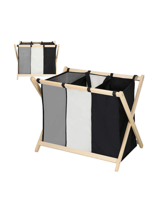 Coș De Rufe Din Lemn Pliabil 105lt 67x43x55cm Negru