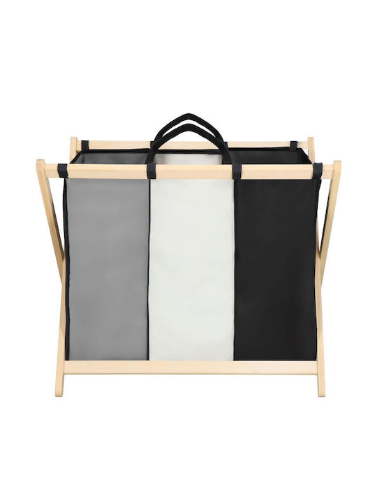 Coș De Rufe Din Lemn Pliabil 105lt 67x43x55cm Negru