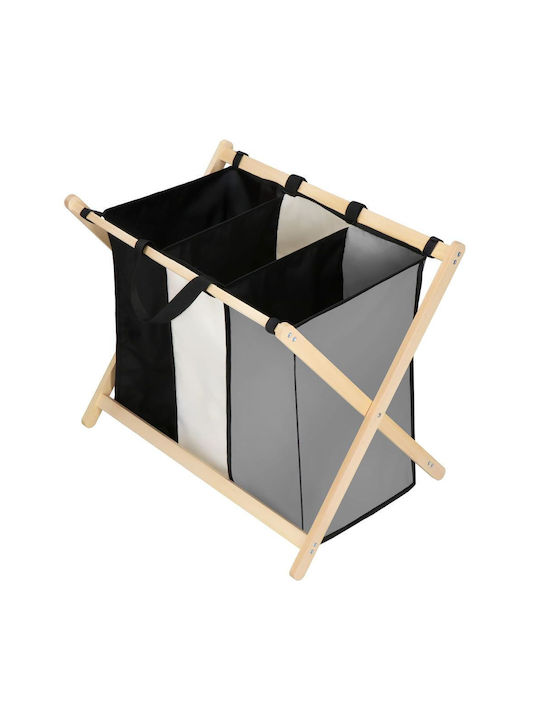 Καλάθι Απλύτων Ξύλινο Πτυσσόμενο 105lt 67x42x57cm Μαύρο