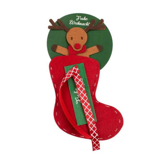 Elafaki Christmas Decorative Socks Fabric with Reindeer Red