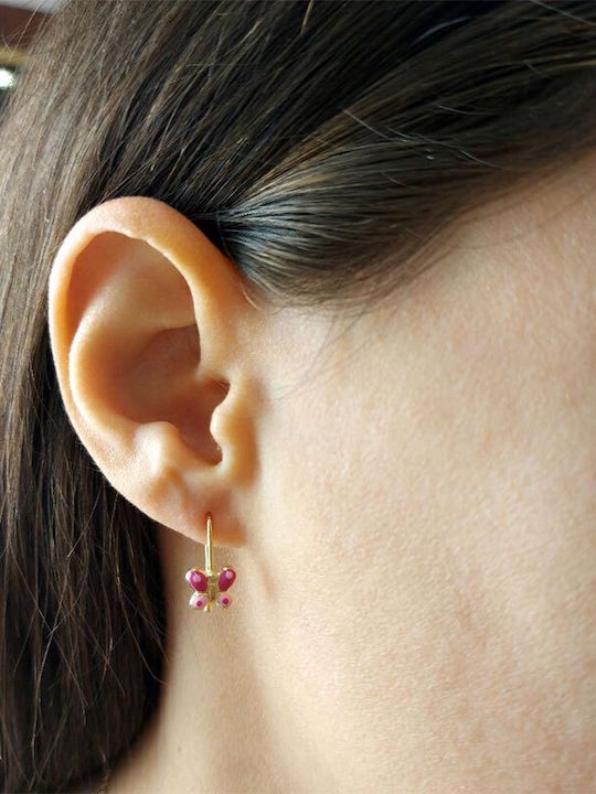Ηώς Υποαλλεργικά Κρεμαστά Πεταλούδες από Χρυσό 9K