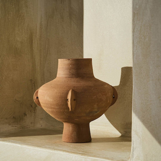 Gofis Home Διακοσμητικό Βάζο Πήλινο Πορτοκαλί Φ18xΥ25cm