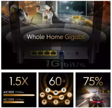 Cudy X6 v2 Wireless Router Wi‑Fi 6 with 4 Gigabit Ports