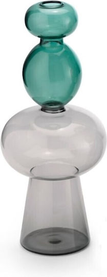 Decorative Glass Vase Multicolored Geometric Designs 10cm X 10cm X 28cm