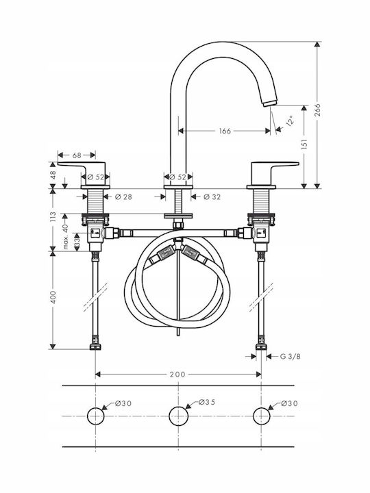 Hansgrohe Αναμεικτική Μπαταρία Νιπτήρα Μαύρη