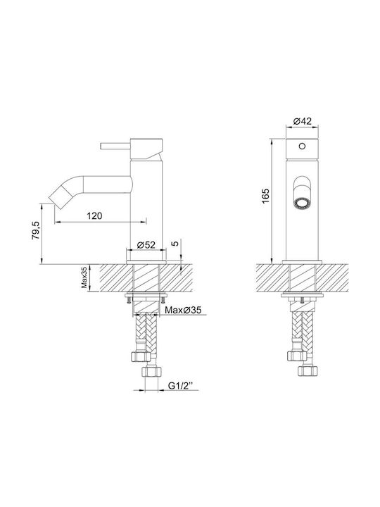 Interflex Αναμεικτική Μπαταρία Νιπτήρα Inox