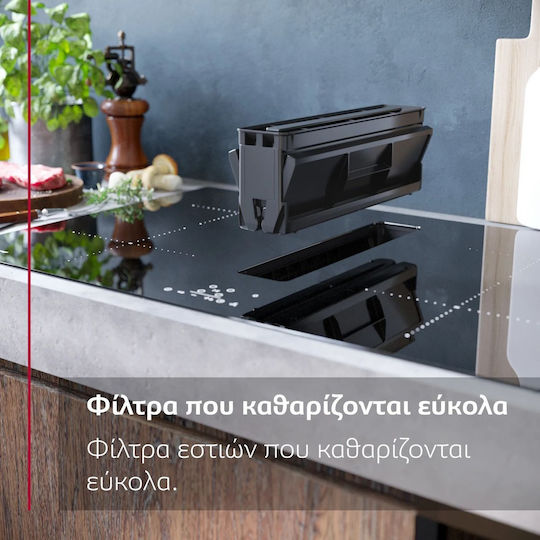 Neff N 90 Επαγωγική Εστία με Πλαίσιο Αυτόνομη με Απορροφητήρα 83.4x52.7εκ. Deep Black