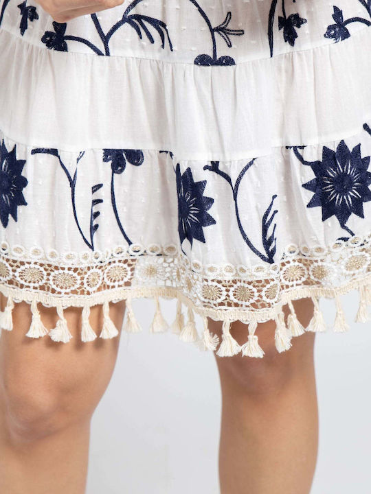 Rochie de Vară pentru Femei Tricotată Albă