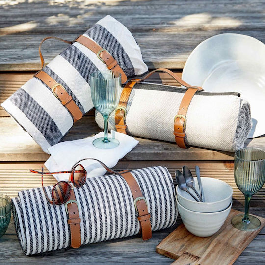 Butlers Wanderlust Picknickdecke Kleine Streifen 150 cm x 200 cm