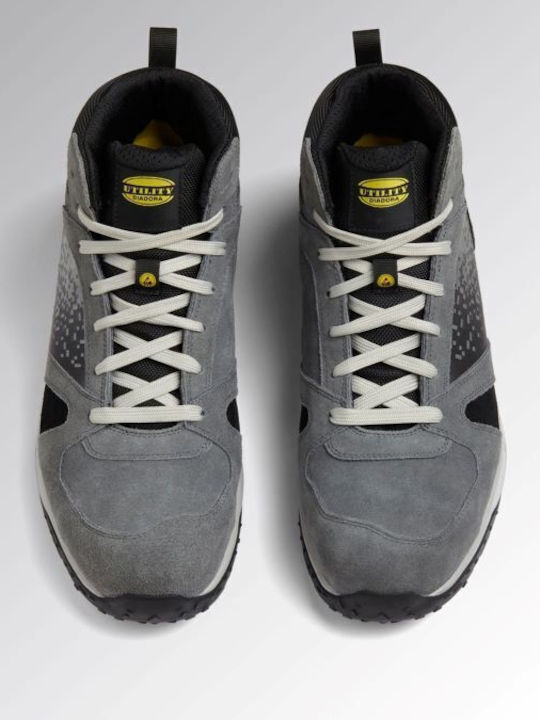 Utility Diadora Waterproof Safety Boot Grey Lite Mid S3S FO SR HRO ESD EN ISO 20345:2022 181025