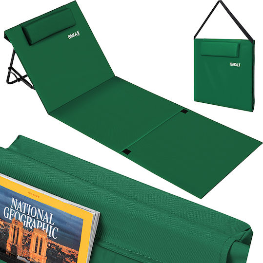 Bakaji Foldable Beach Sunbed Green 160x56x46cm