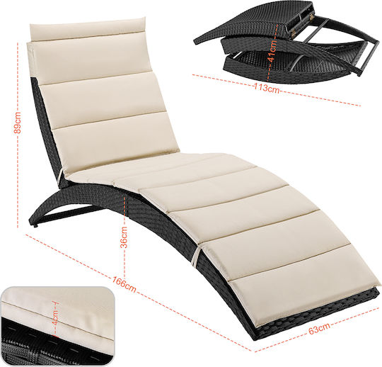 Bakaji Foldable Beach Sunbed Black