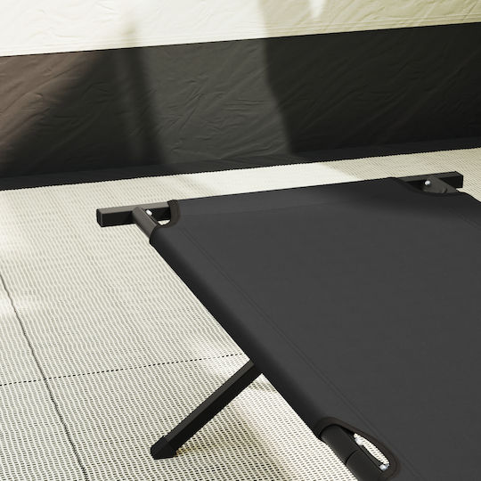 vidaXL Foldable Metallic Beach Sunbed Black 80x210x46cm