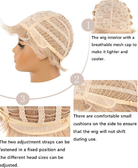 Wig with Synthetic Hair in Light Blonde Color 15cm