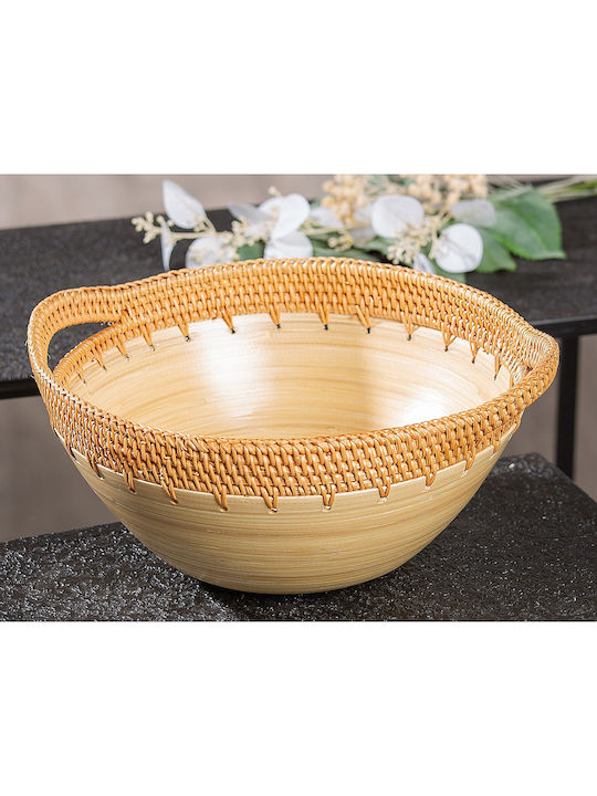 ArteLibre Διακοσμητικό Μπωλ Rattan Εκρού 34.5x30x15cm