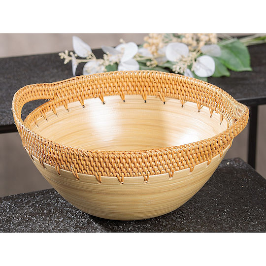 ArteLibre Διακοσμητικό Μπωλ Rattan Εκρού 34.5x30x15cm