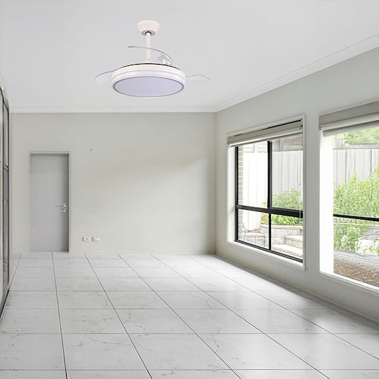 Eurolamp Ανεμιστήρας Οροφής 107cm με Φως Διάφανος / Λευκός