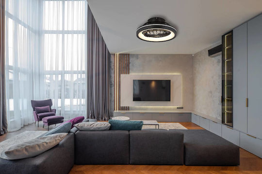 Globo Lighting Deanne Затворен Тип (Плафон) 48см с Магазин за онлайн търговия с Мегапикселови Обективи Черен