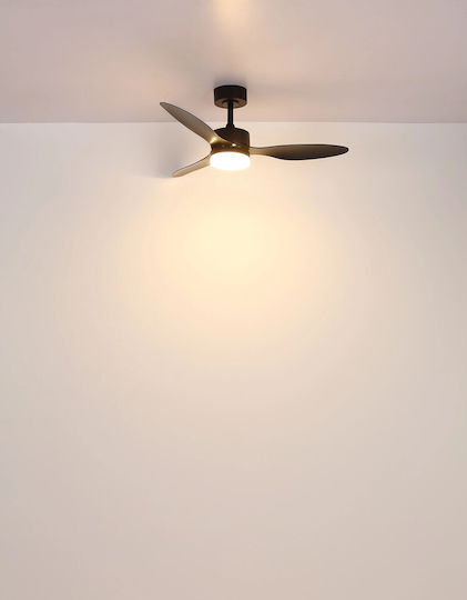 Globo Lighting Blackwell Ventilator De Tavan 106cm Cu Lentile De Mărire Negru