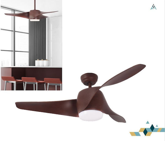 Aca Ανεμιστήρας Οροφής 132cm με Φως Καφέ