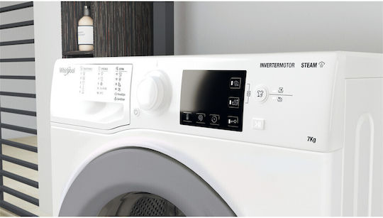 Whirlpool Πλυντήριο Ρούχων 7kg με Τεχνολογία Ατμού 1200 Στροφών 6th Sense WRSB 7259 WS EU